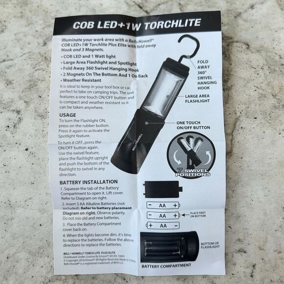 New Bell & Howell TorchLite Plus Elite Purple/Black Multifunctional Flashlight - Picture 3 of 6